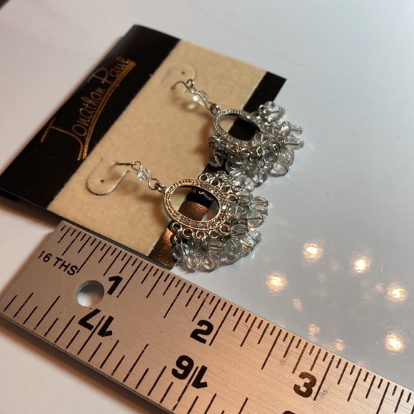 Silvertone earrings. Rhinestones and clear beads. - Picture 3 of 3